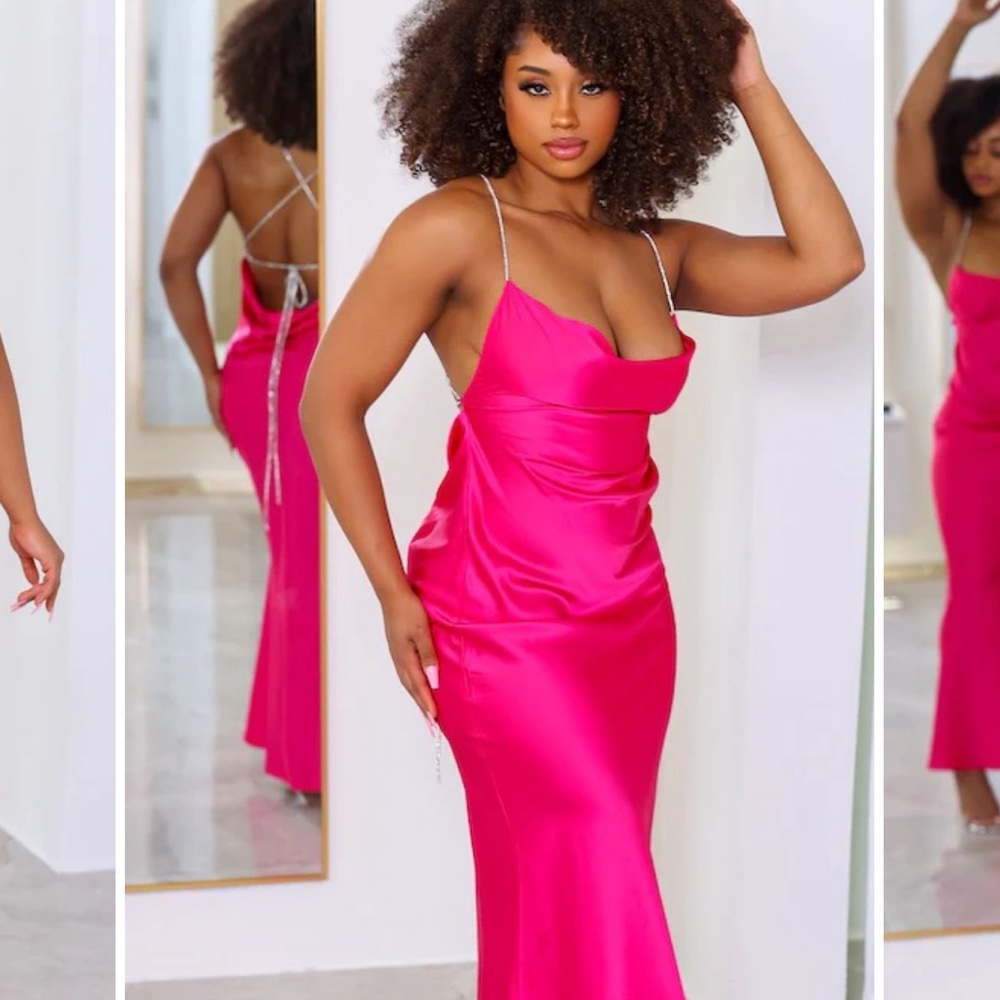 Pink Satin Maxi Dress size M
